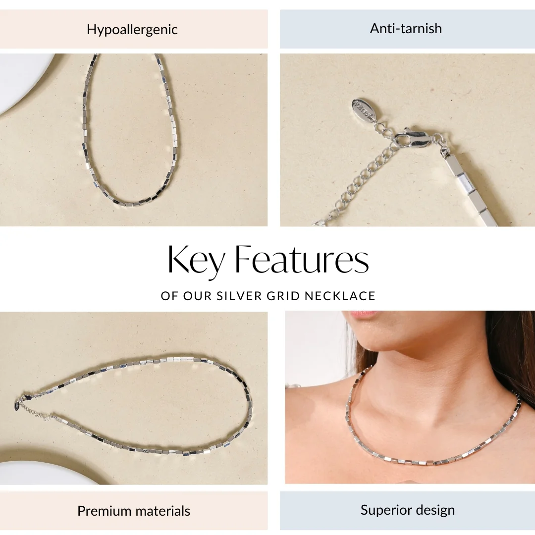 Silver Grid Necklace - Image 4