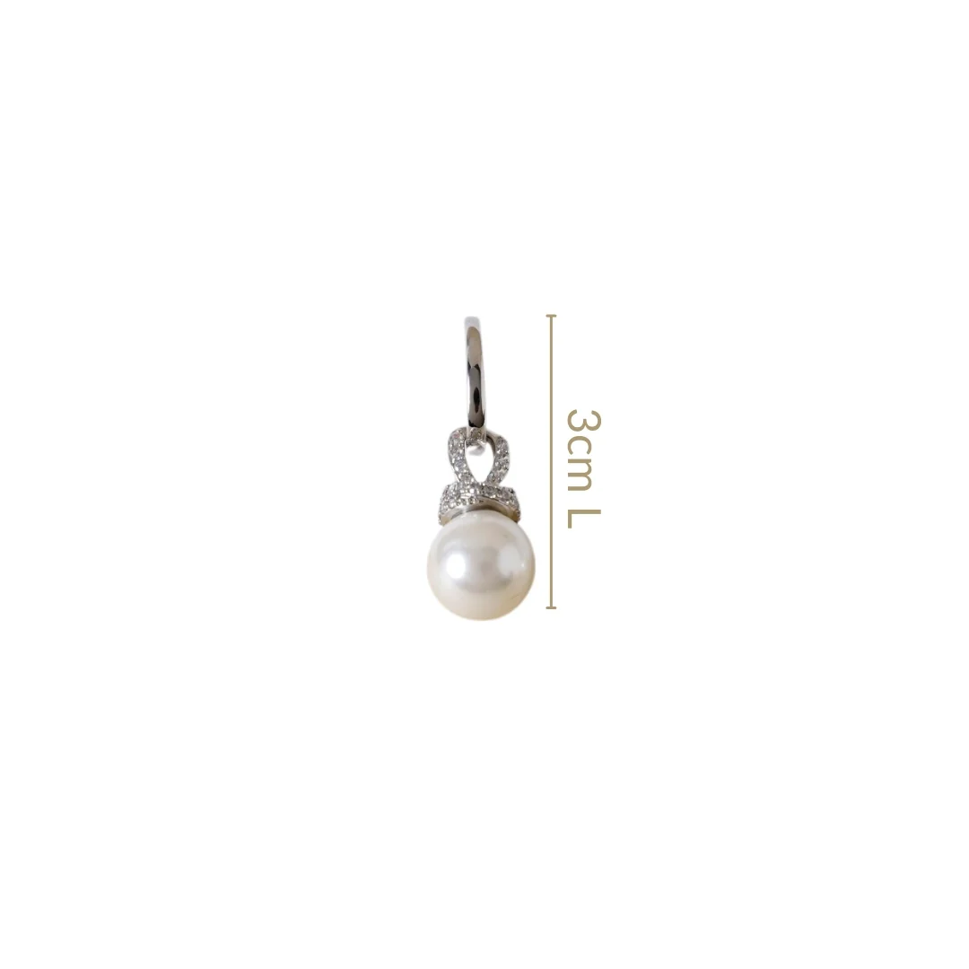 Silver Halo Pearl Drop Earrings - Image 3