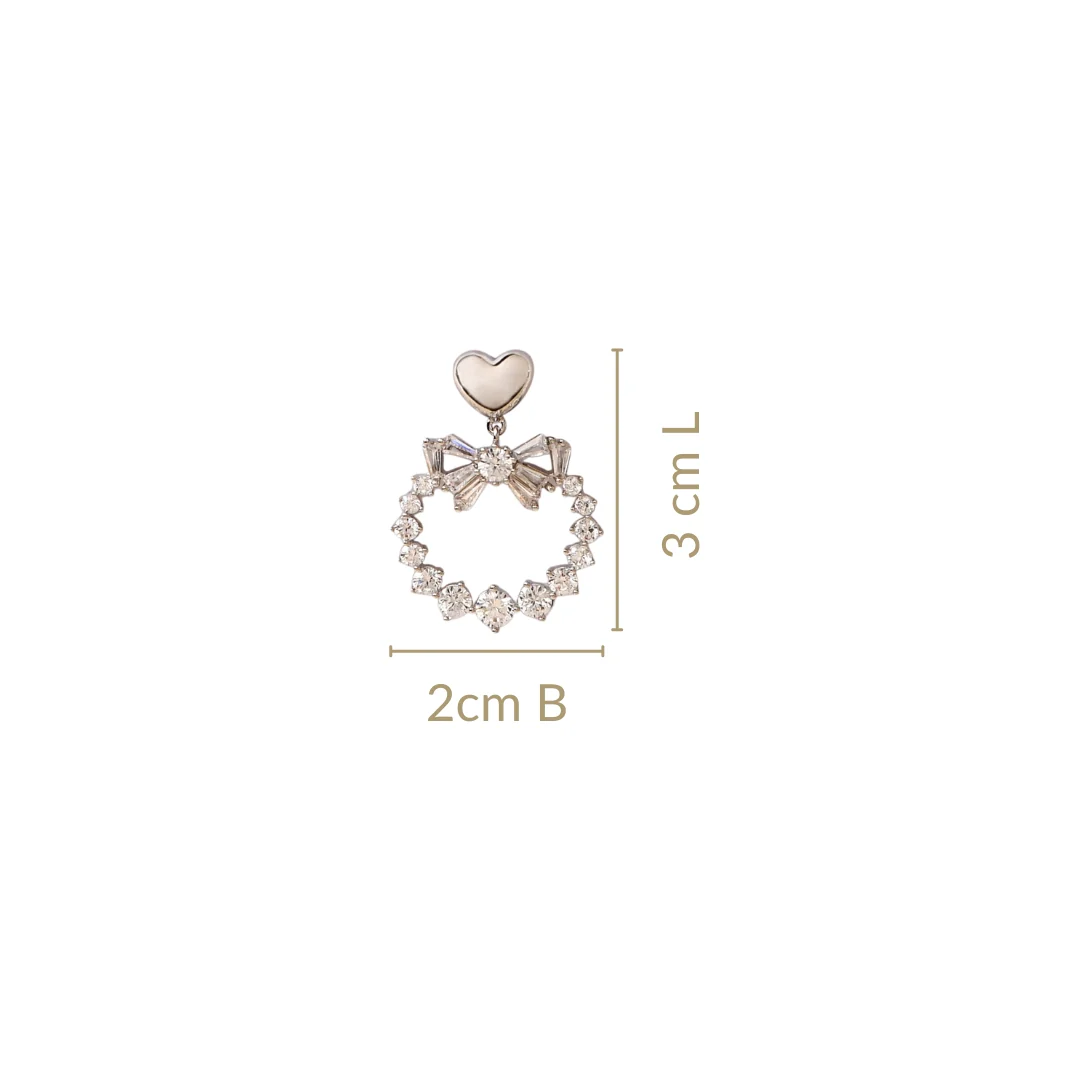 Silver Heart Wreath Dangler Earrings - Image 3