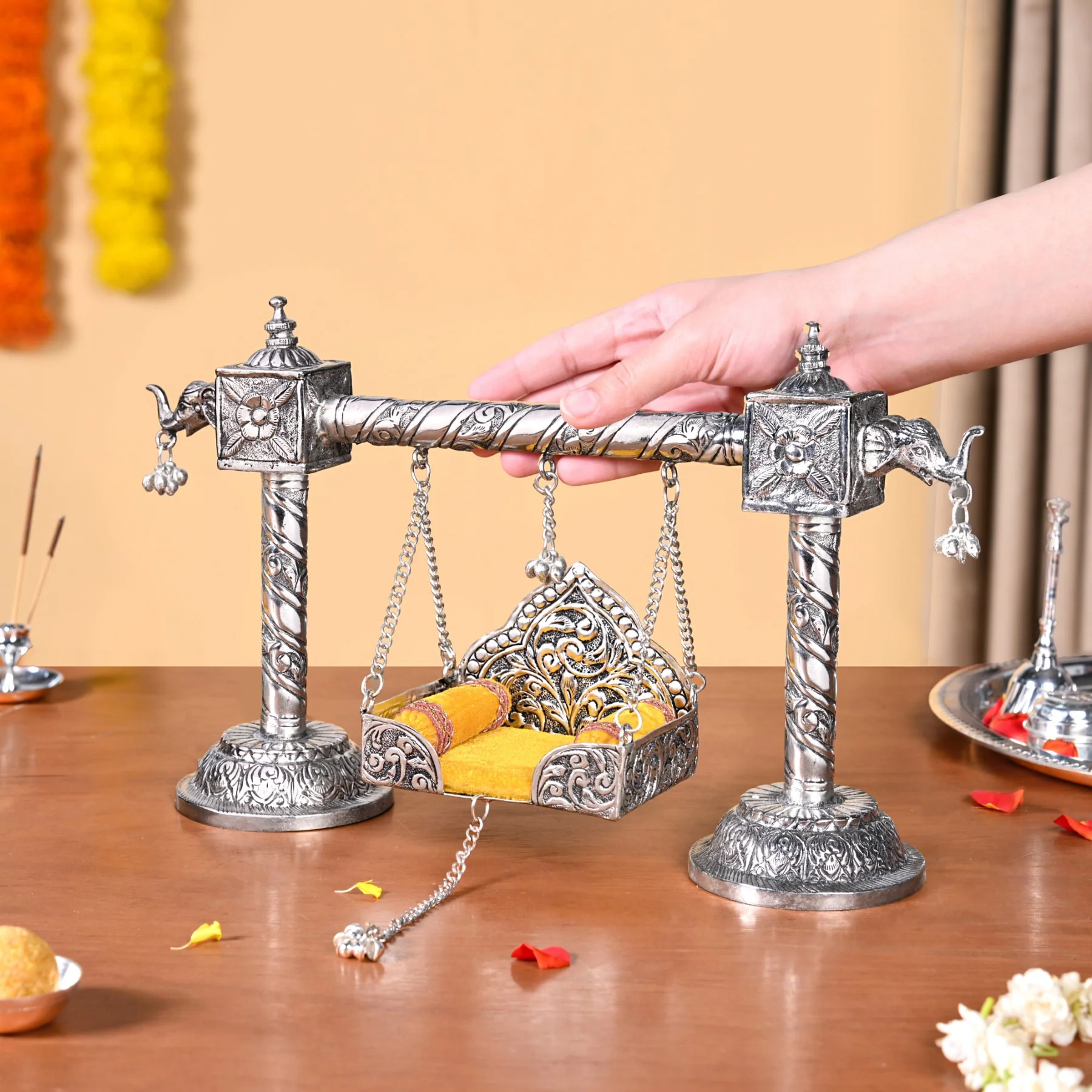 Silver Jhula For Laddu Gopal - Image 2