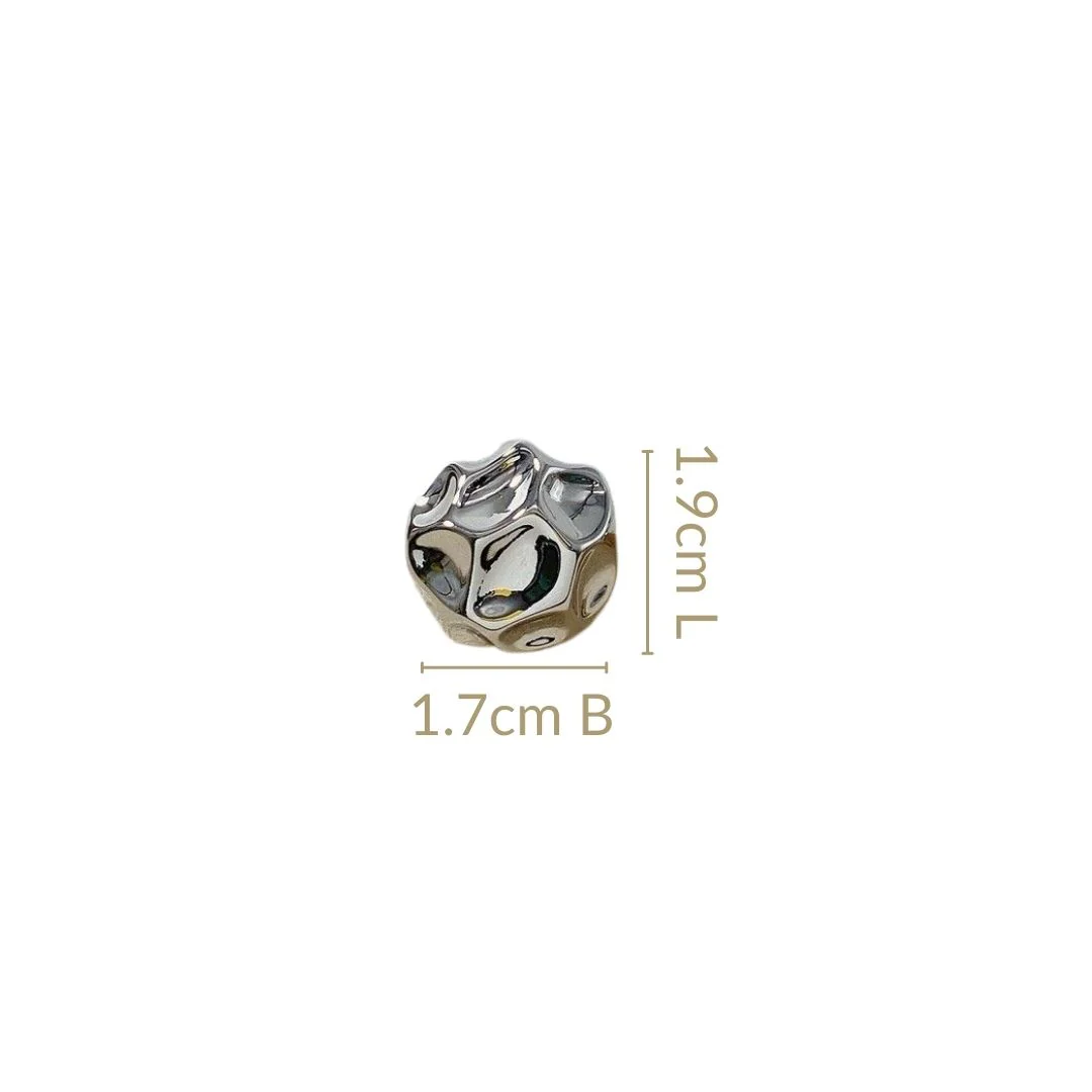Silver Meteor Dented Stud Earrings - Image 3