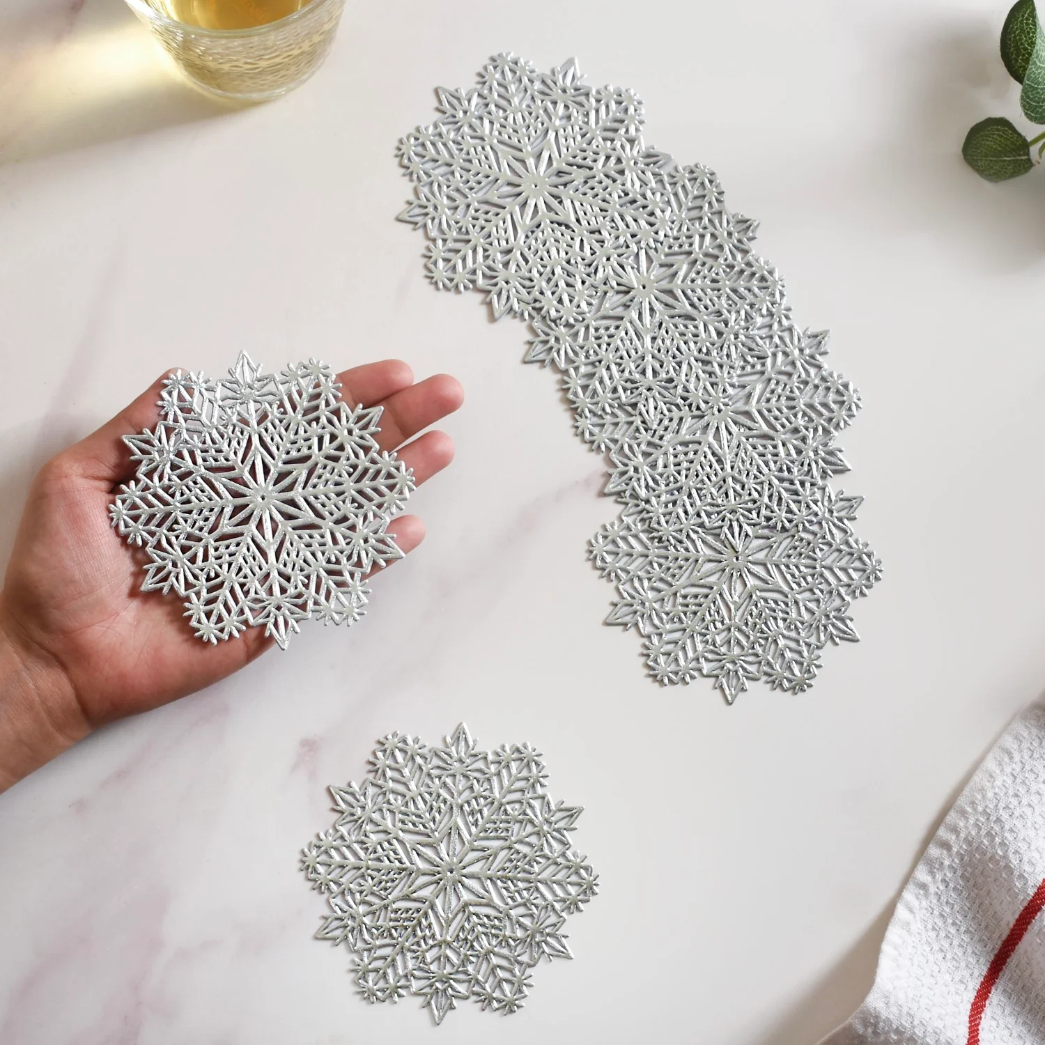 Silver Snowflake Coaster Set Of 6 - Image 7