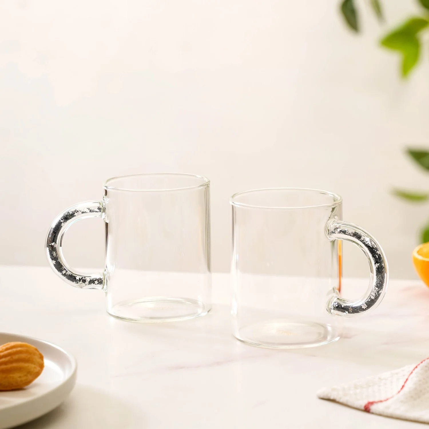 Silver Sparkle Glass Coffee Cup Set Of 2 425ml - Image 6