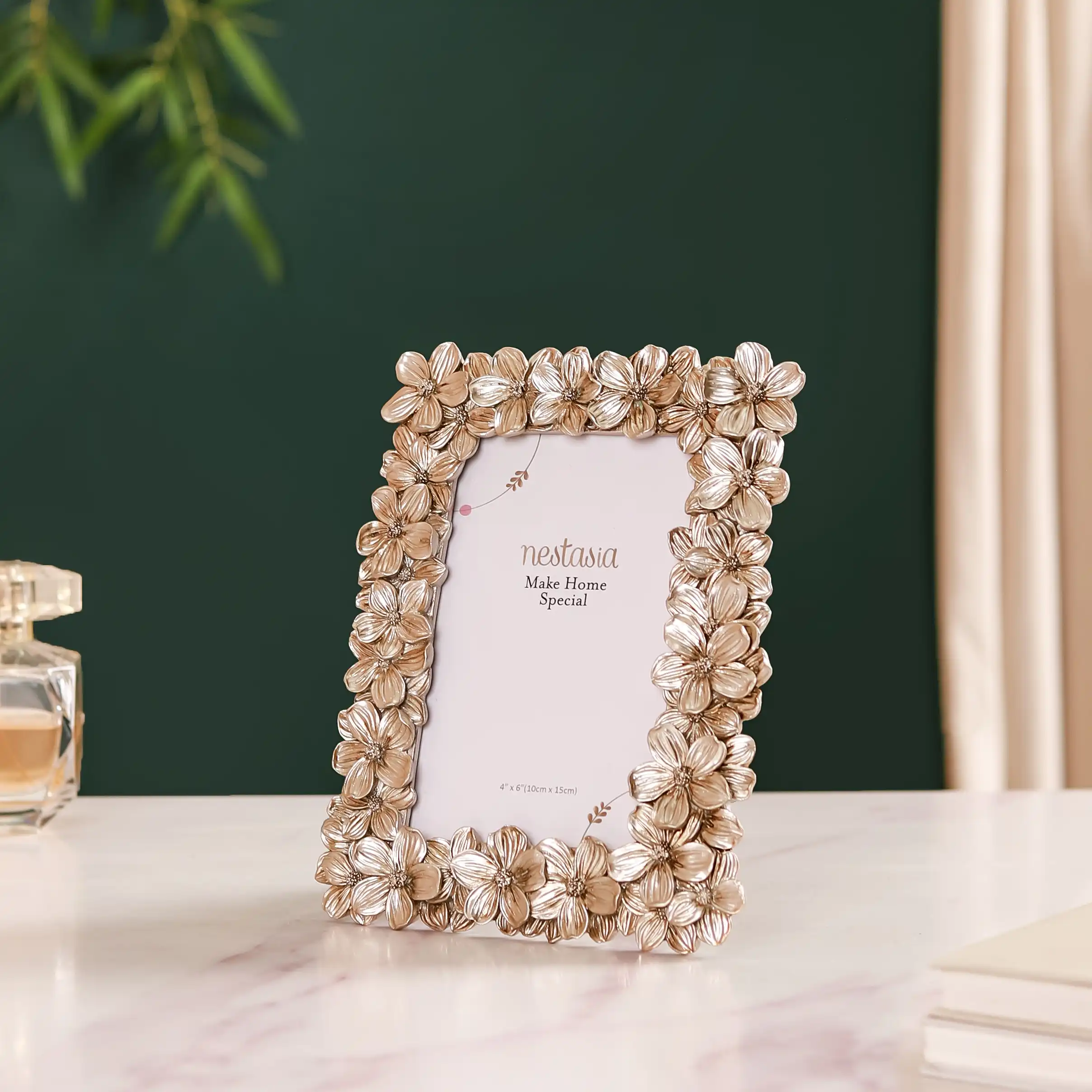 Silver Table Photo Frame With Flowers 8"x6.5" - Image 7