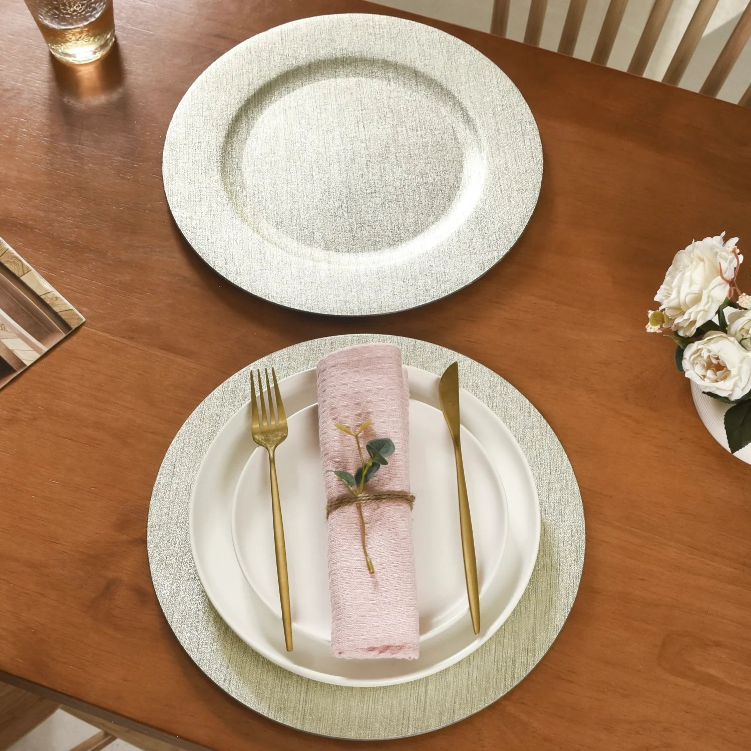 Silver Textured Charger Plate Set Of 6 13 Inch