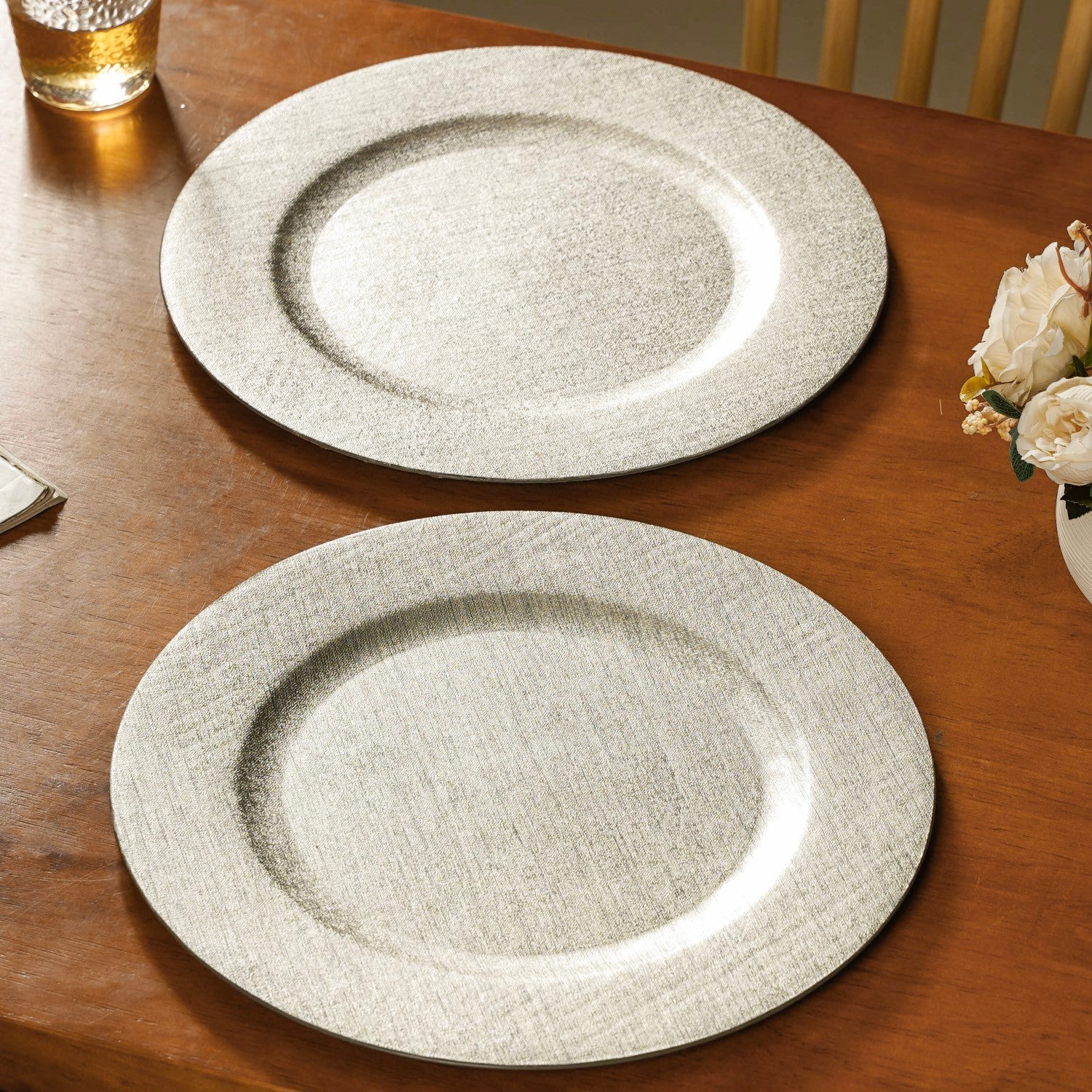 Silver Textured Charger Plate Set Of 6 13 Inch - Image 3