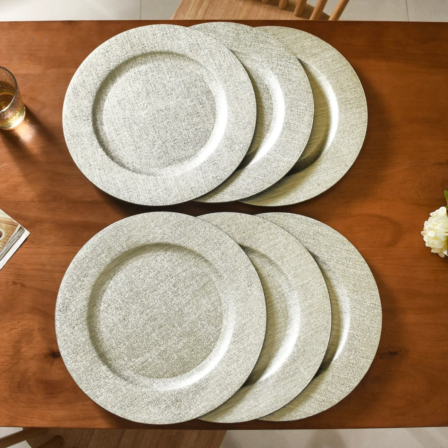 Silver Textured Charger Plate Set Of 6 13 Inch - Image 4
