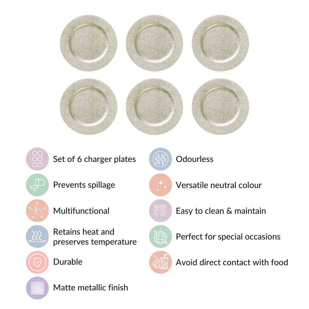 Silver Textured Charger Plate Set Of 6 13 Inch - Image 6