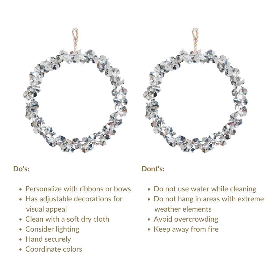 Silver Wreath Wall Decor With Pearls Set Of 2 8 Inch - Image 6