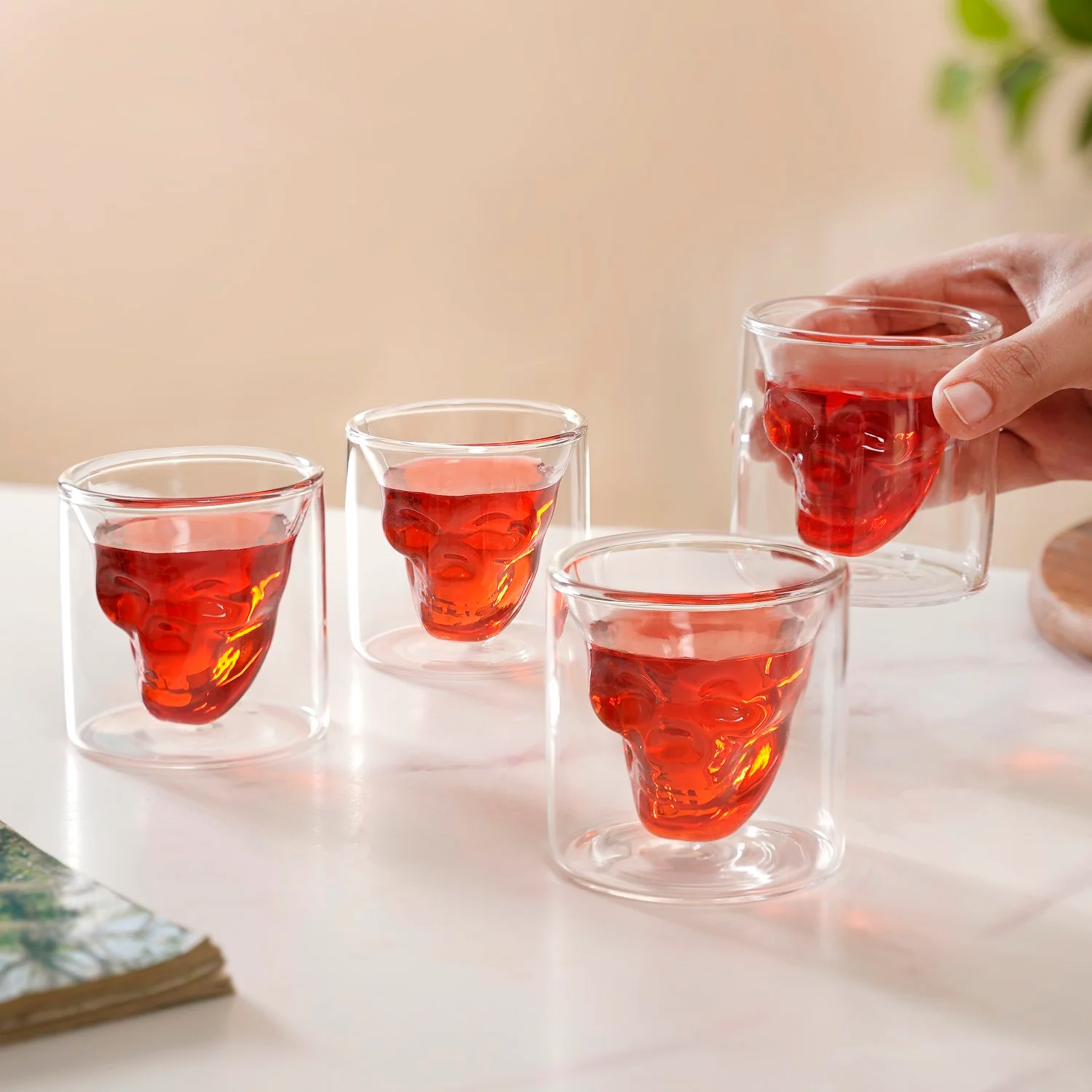 Skull Double Wall Shot Glass Set Of 4 100ml - Image 2