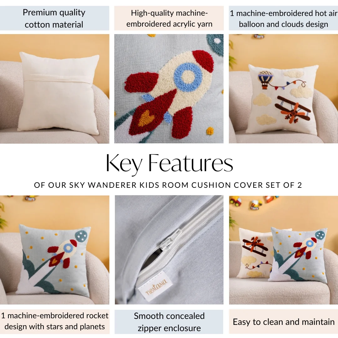 Sky Wanderer Kids Room Cushion Cover Set Of 2 40x40cm - Image 4