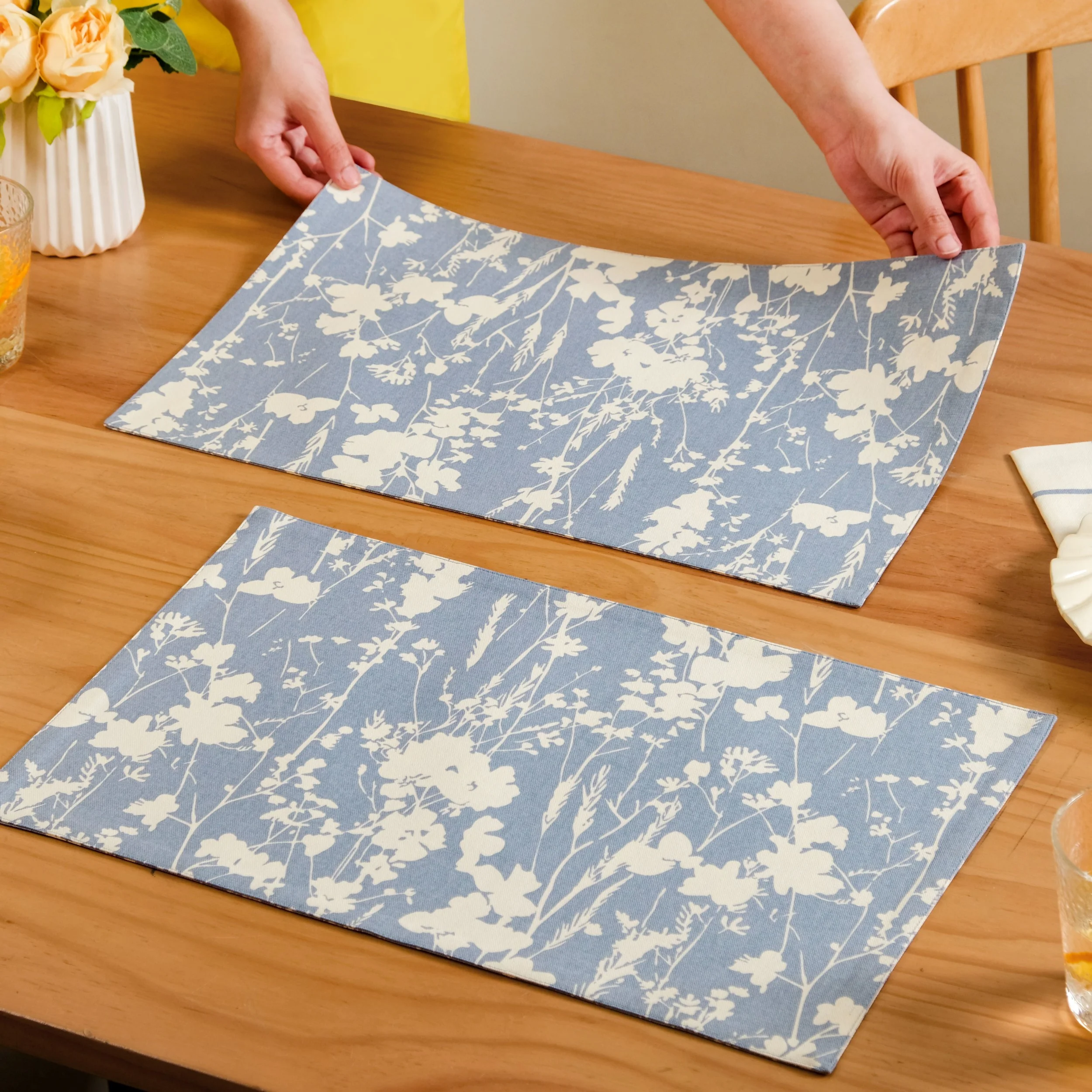 Slate Blue Pure Cotton Placemat Set Of 4 - Image 3