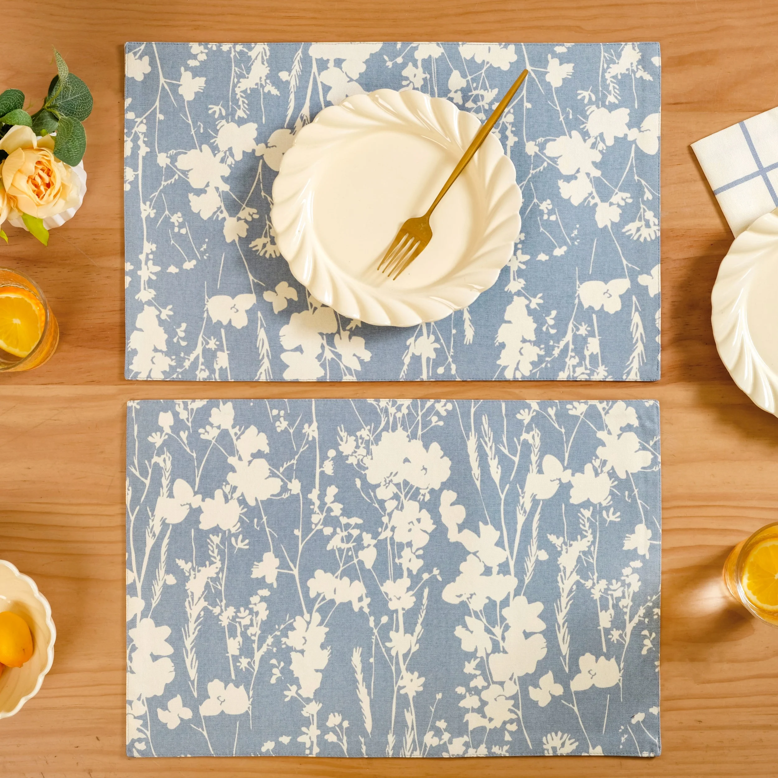 Slate Blue Pure Cotton Placemat Set Of 4 - Image 8