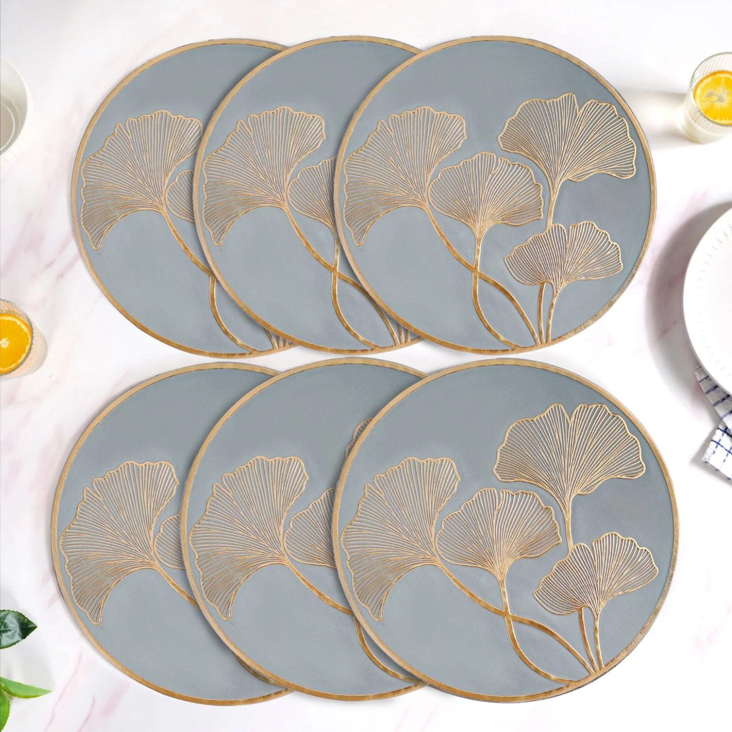 Slate Grey Ginkgo Placemats Set Of 6 - Image 7