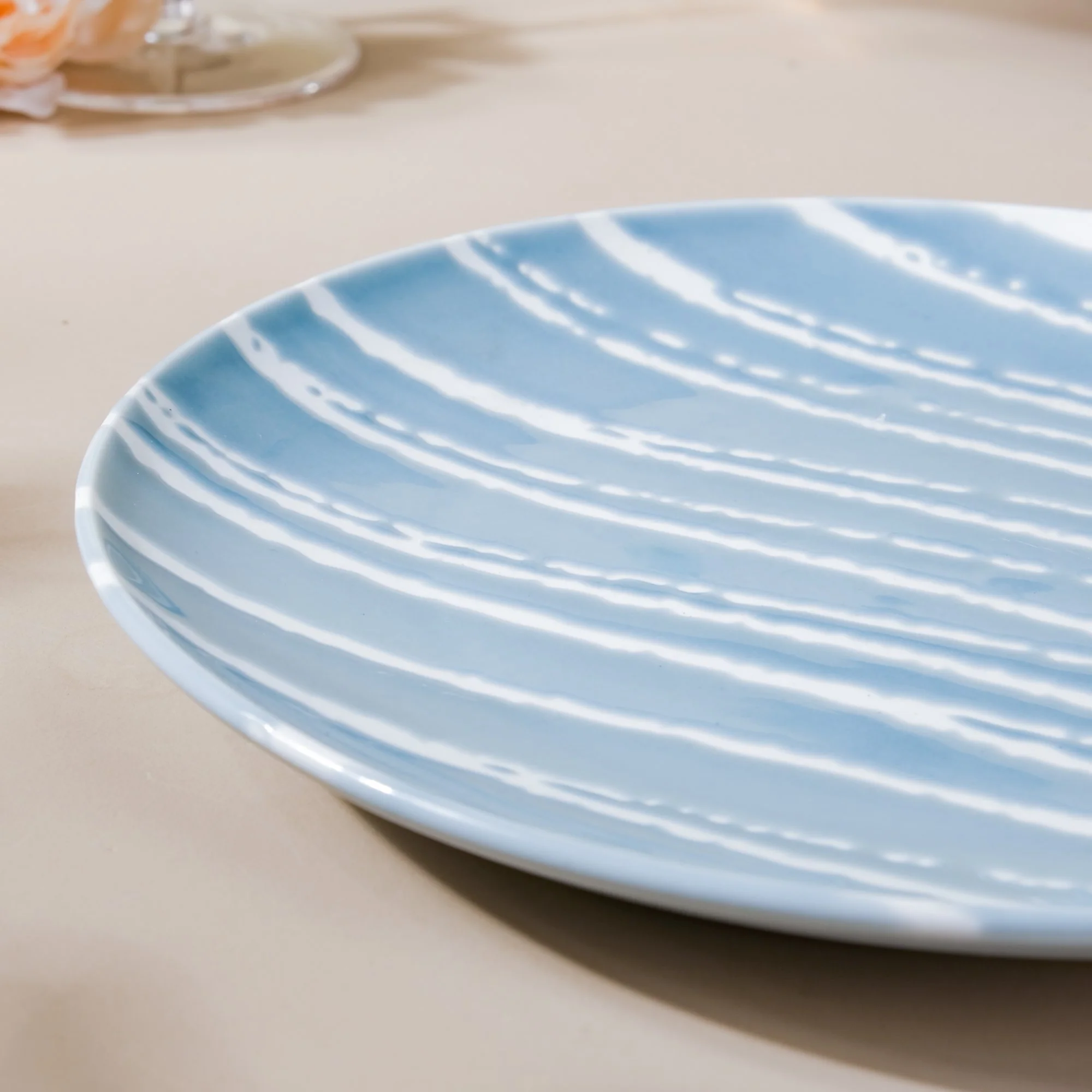 Sleek Abstract Patterned Dinner Plate Blue 9.5 Inch - Image 6