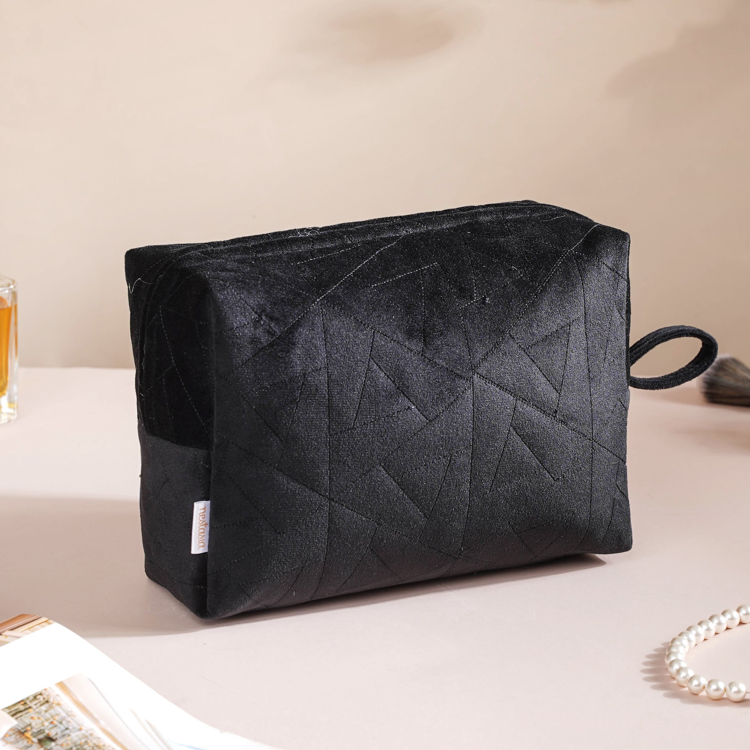 Sleek Black Cosmetic Bag Set Of 3 - Image 11