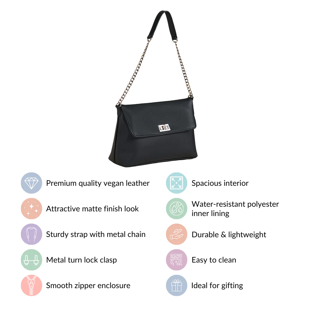 Sleek Black Shoulder Bag For Women - Image 4