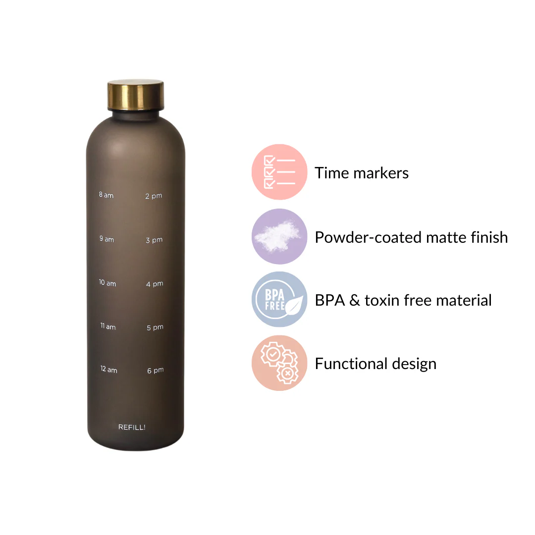 Sleek Chic Water Bottle Black 1L Set Of 2 - Image 5