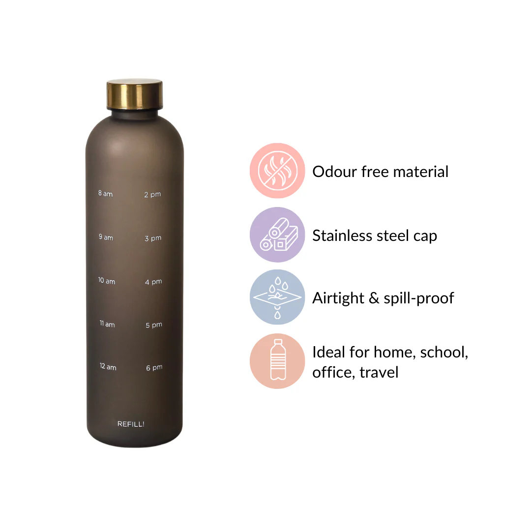 Sleek Chic Water Bottle Black 1L Set Of 2 - Image 6