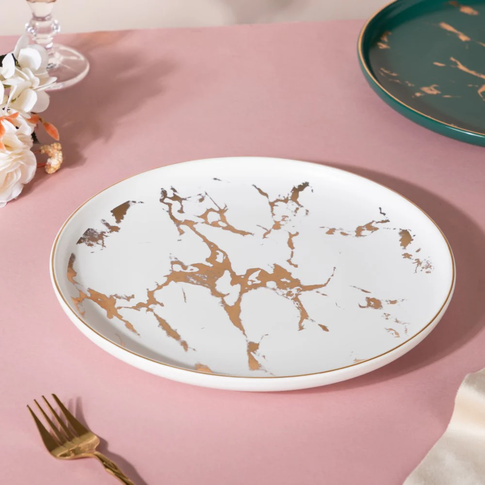 Sleek Marble Dinner Plate White 10 Inch - Image 5