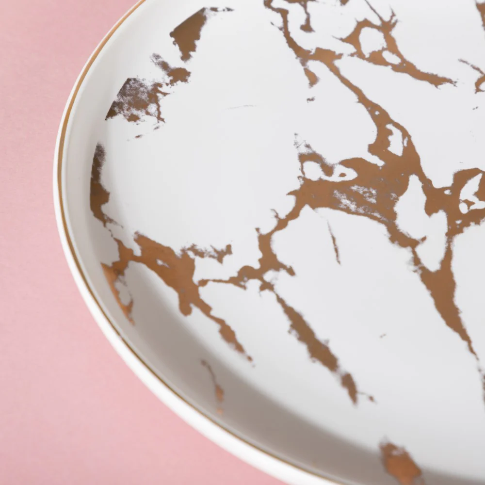 Sleek Marble Dinner Plate White 10 Inch - Image 6