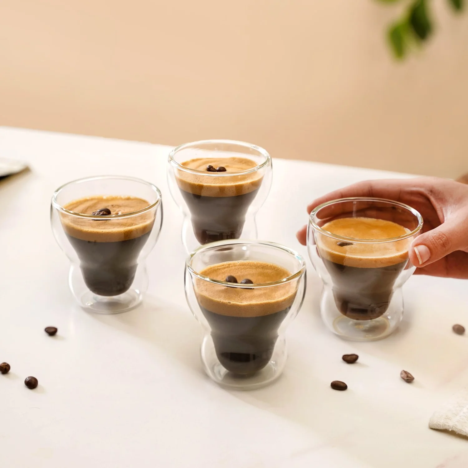 Sleek Modern Double Wall Glass Tumbler Set Of 4 150ml - Image 2