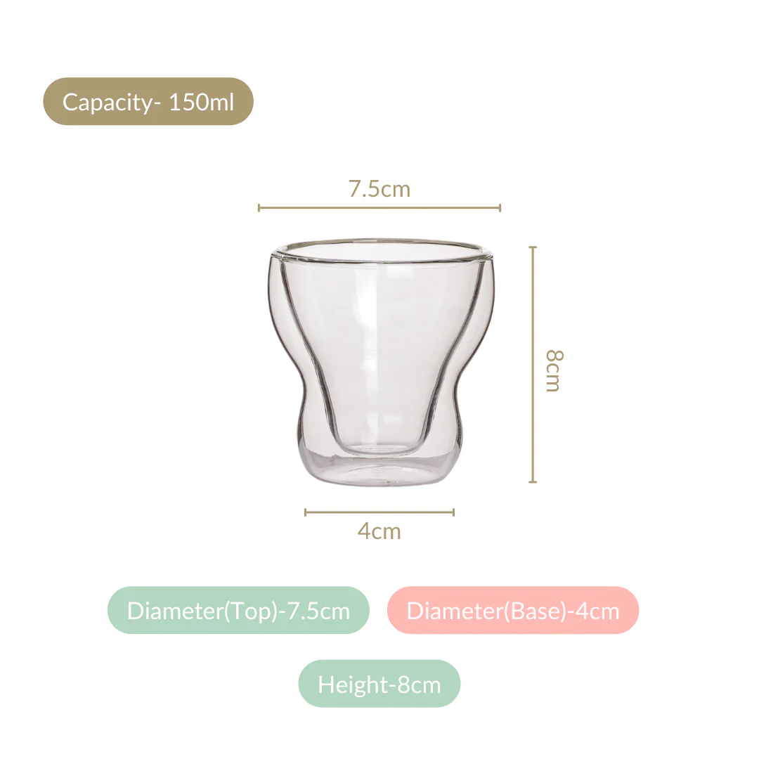 Sleek Modern Double Wall Glass Tumbler Set Of 4 150ml - Image 4