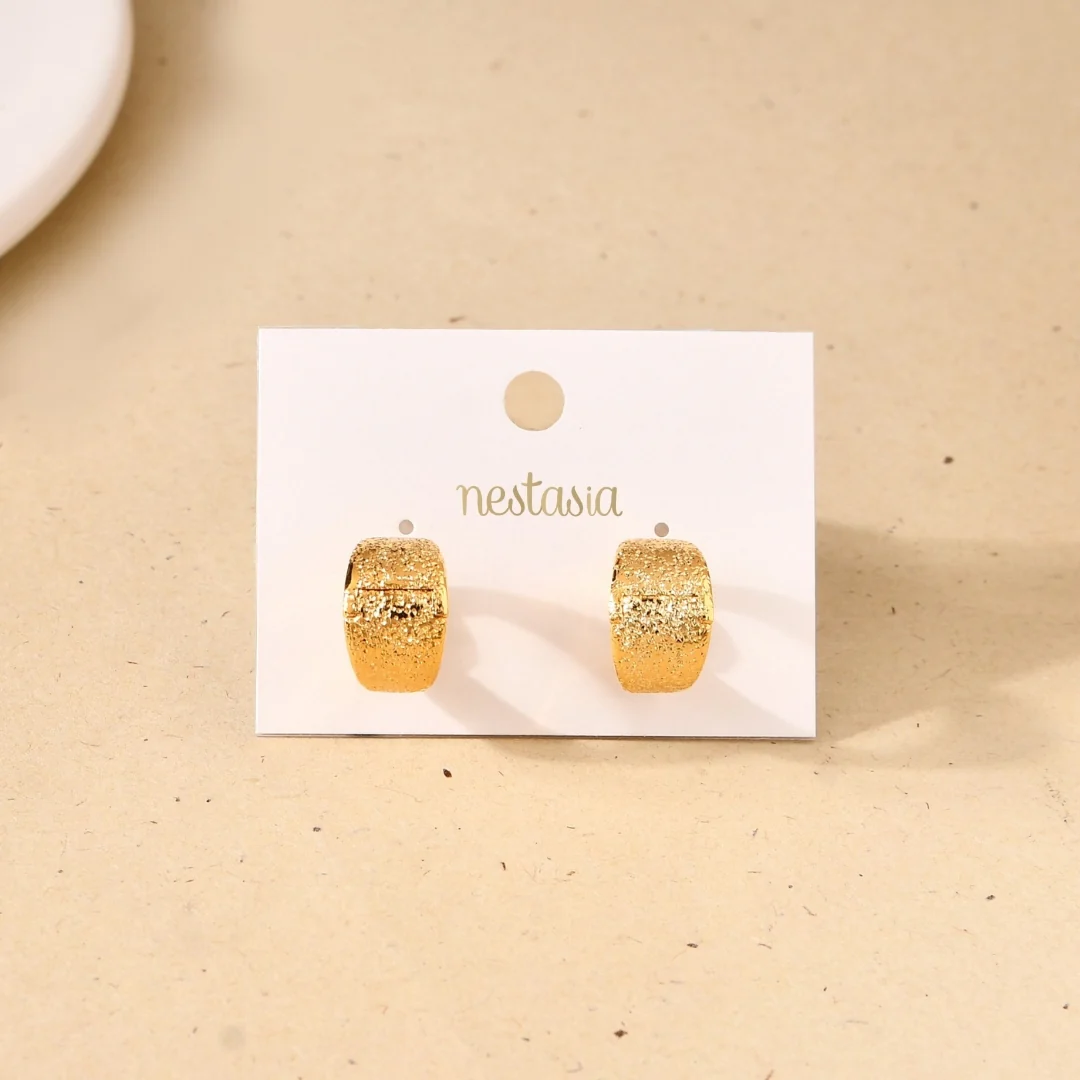 Sleek Textured Gold Hoop Earrings