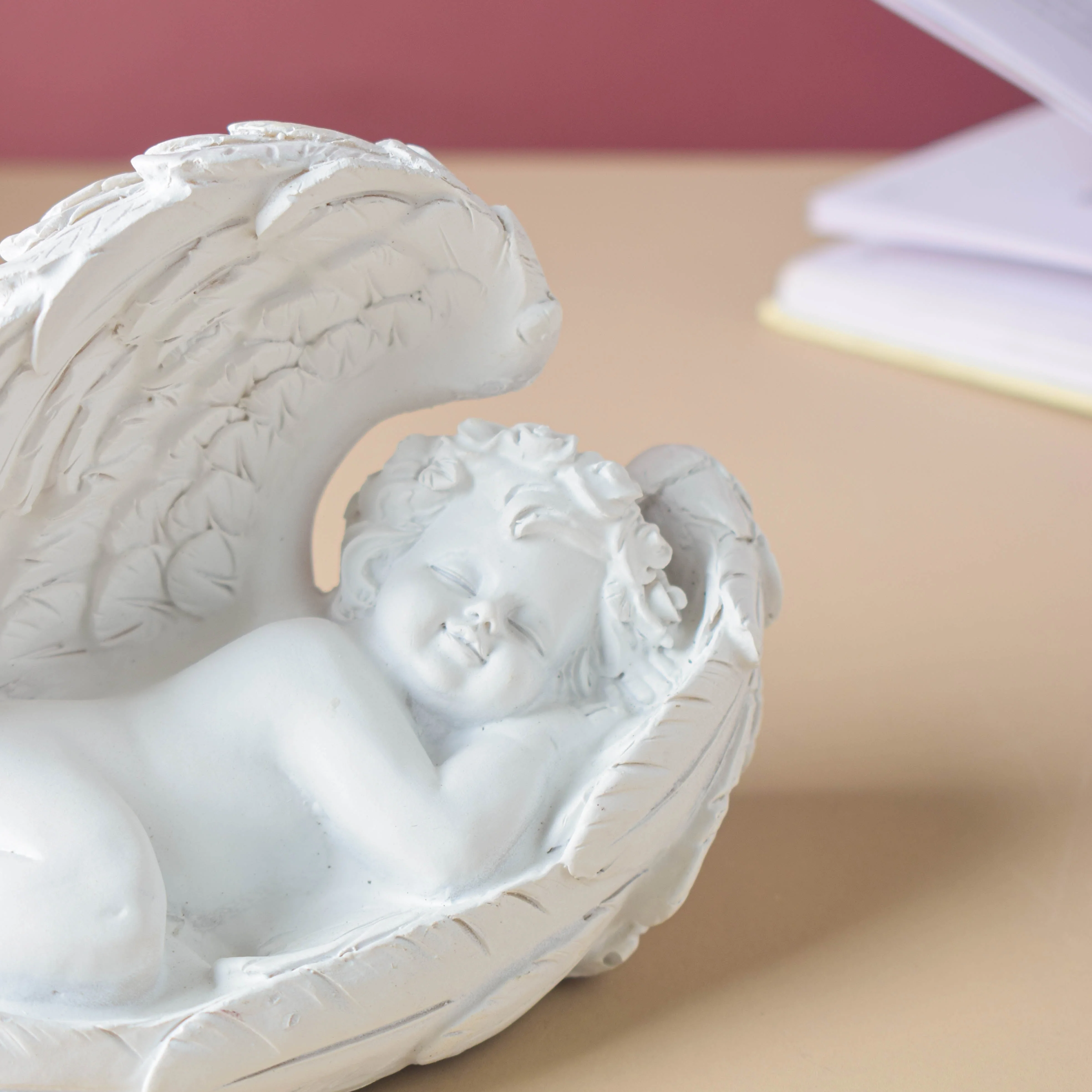 Sleeping Angel Statue White - Image 4