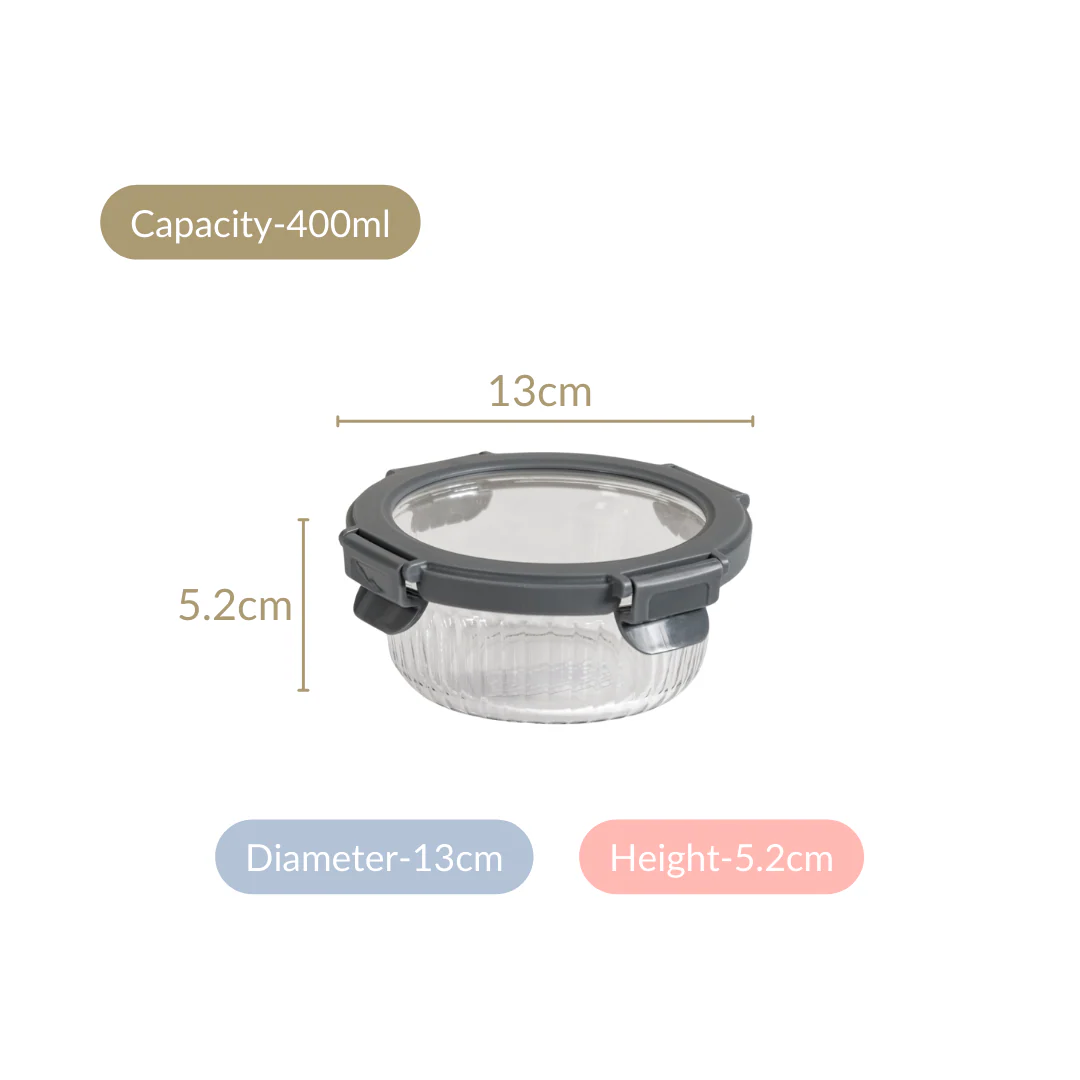 Small Airtight Glass Storage Containers Set Of 2 Fluted 400ml - Image 5