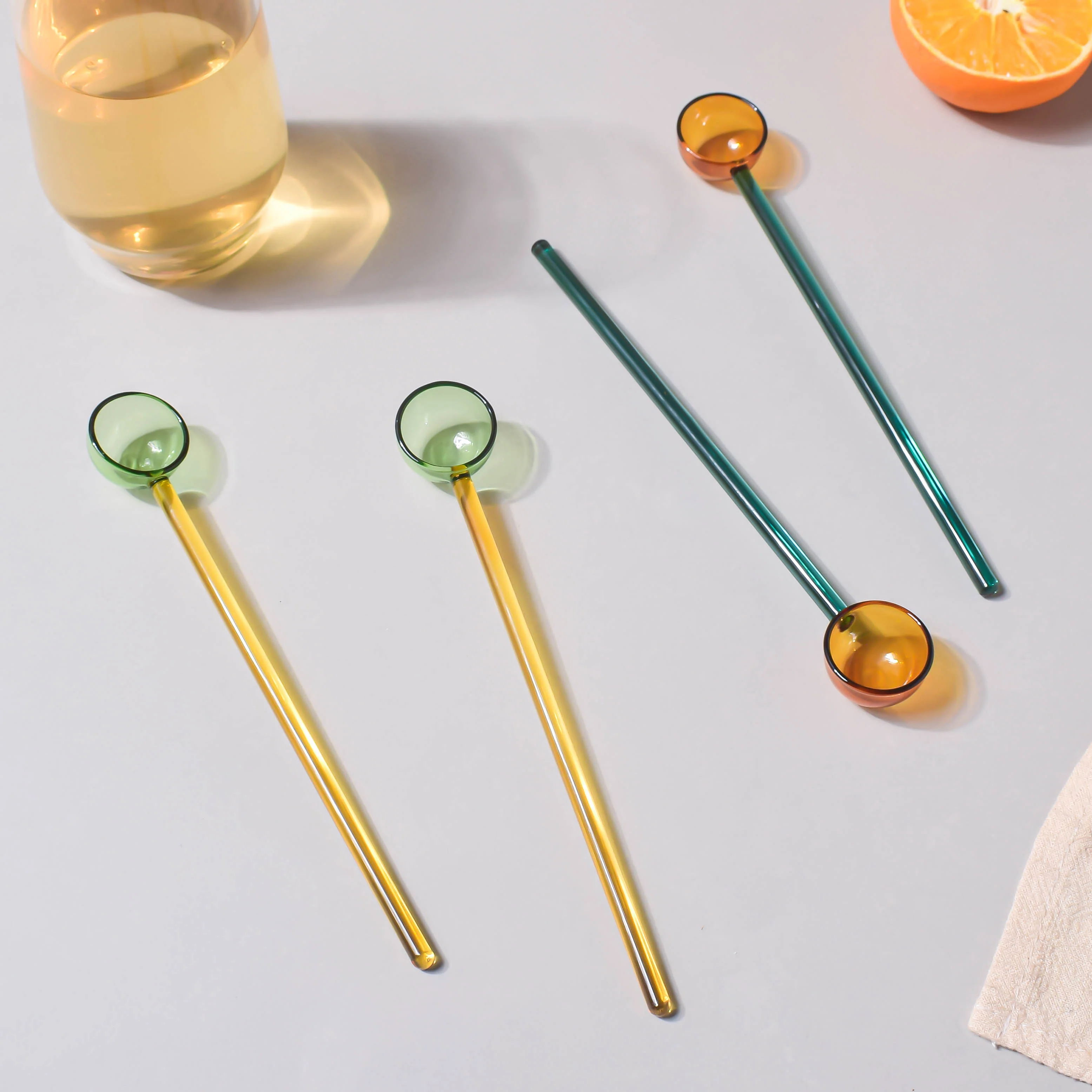Small Glass Scoop Spoon Set of 2 Yellow - Image 3