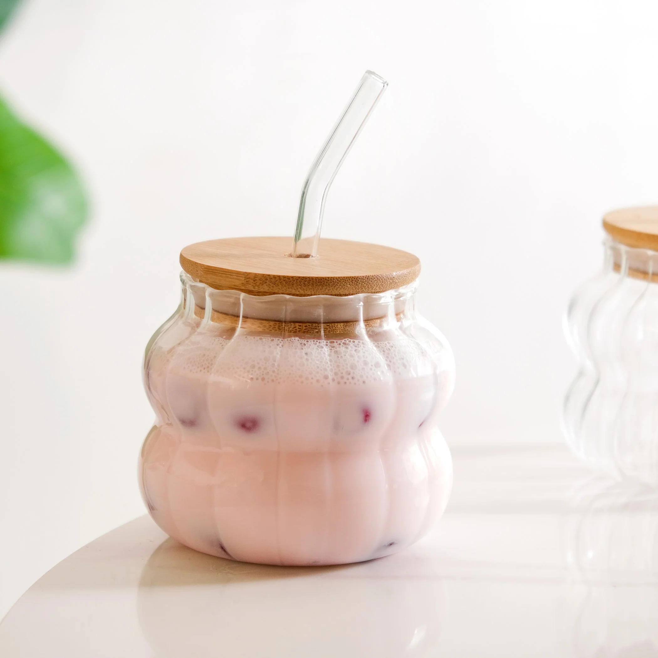 Small Ribbed Glass Tumbler Set Of 2 450ml - Image 9