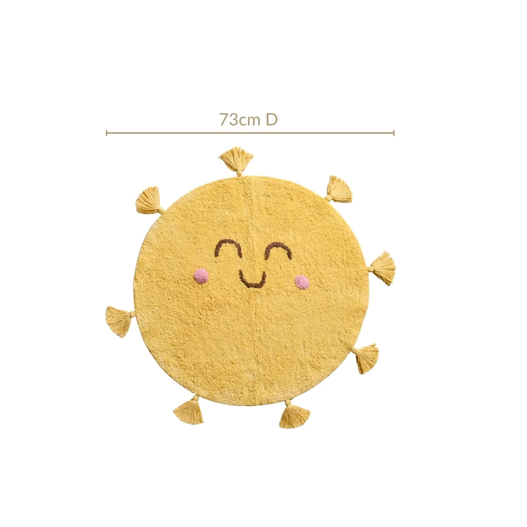 Smiley Sunshine Cotton Anti Slip Round Floor Mat 73cm - Image 2
