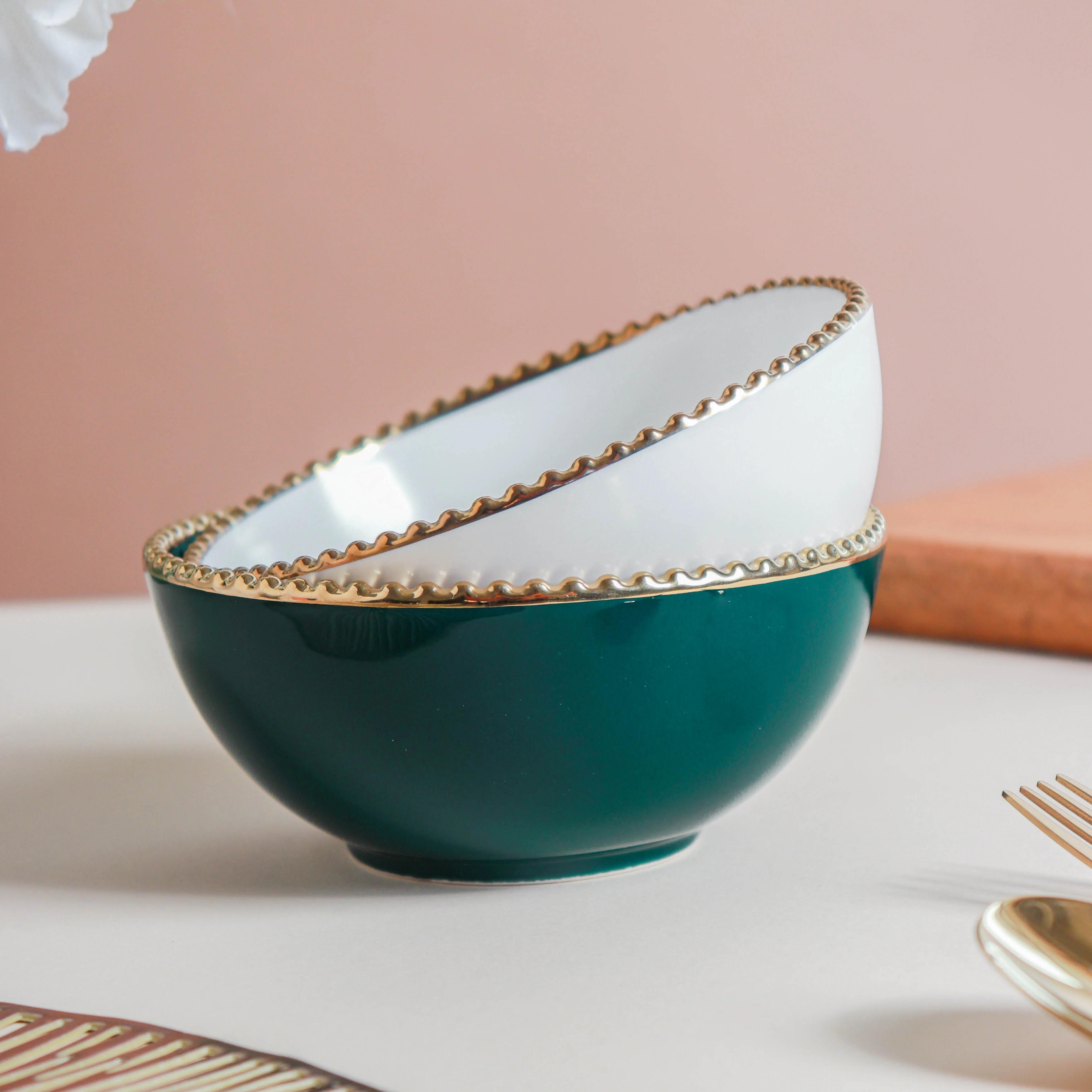 Snack Bowl With Gold Rim 300 ml - Image 8
