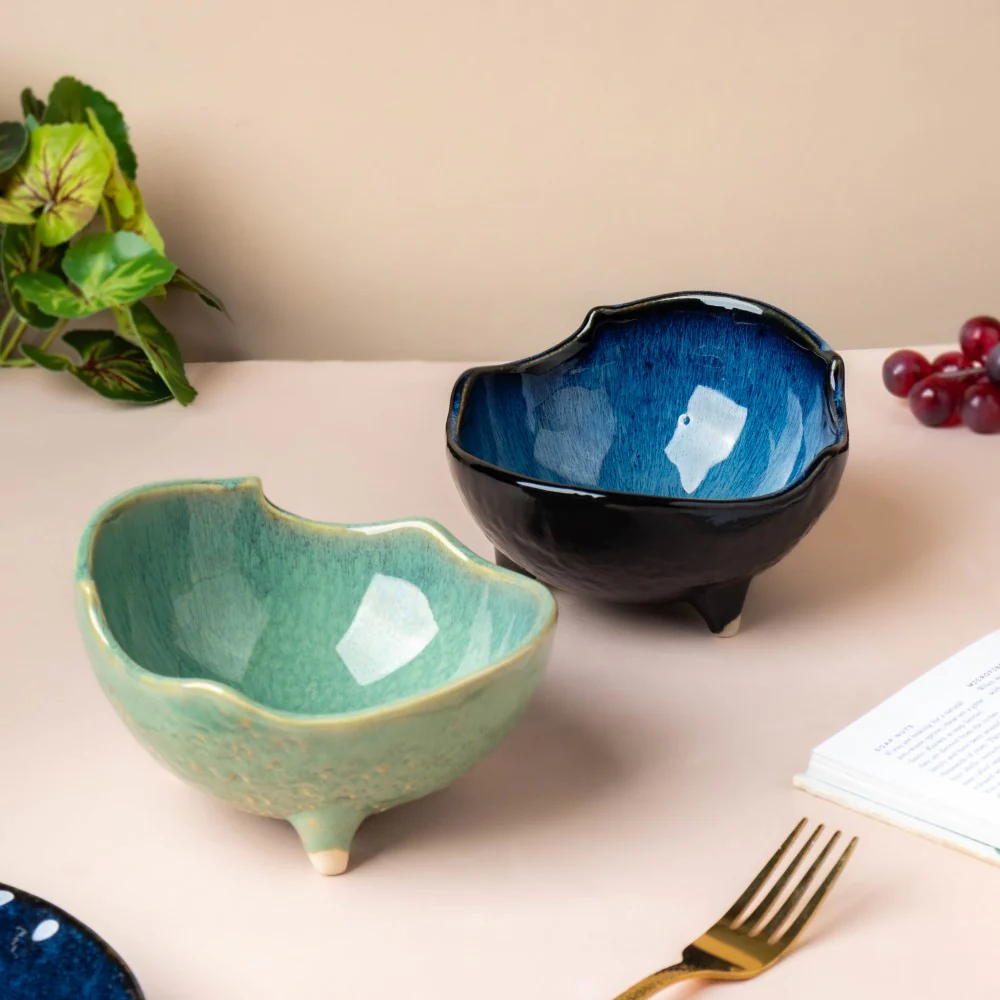 Sapphire Snack Bowl With Legs Blue 300 ml - Image 6