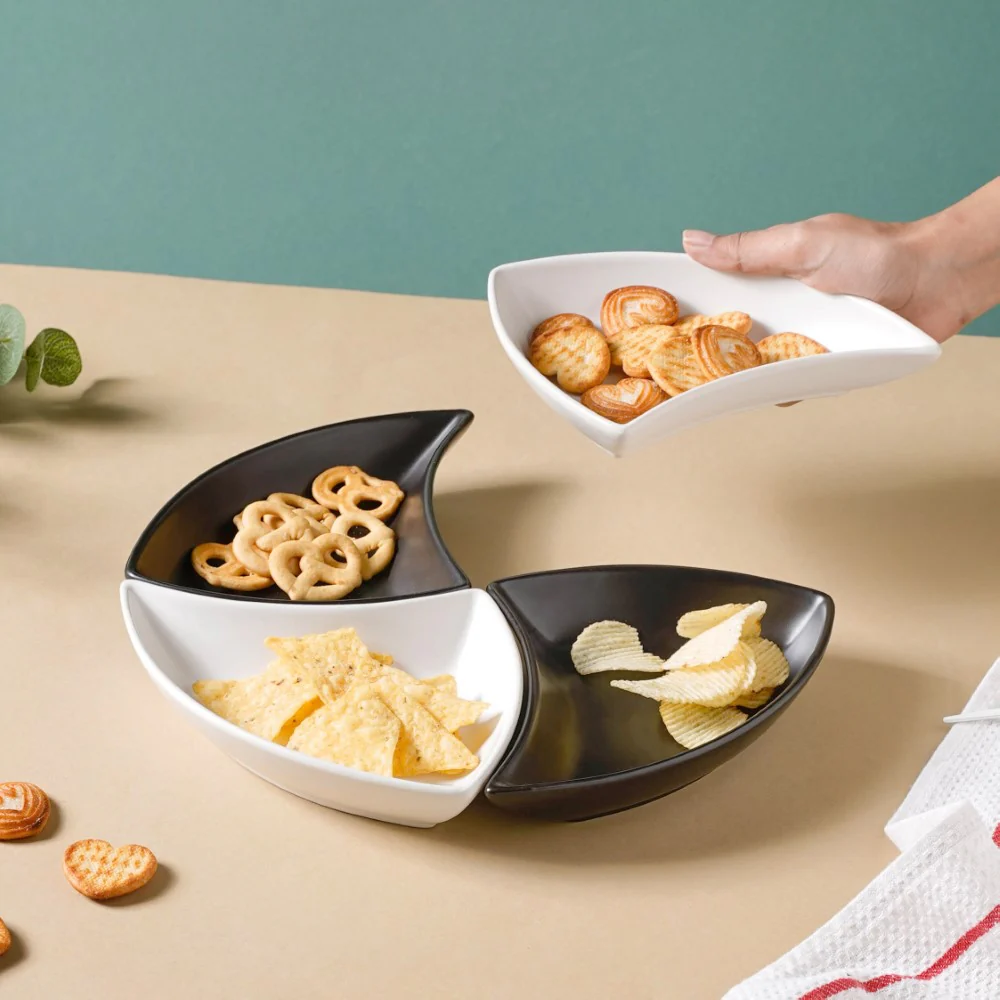 Snack Party Plate Set of 4 Black And White - Image 2