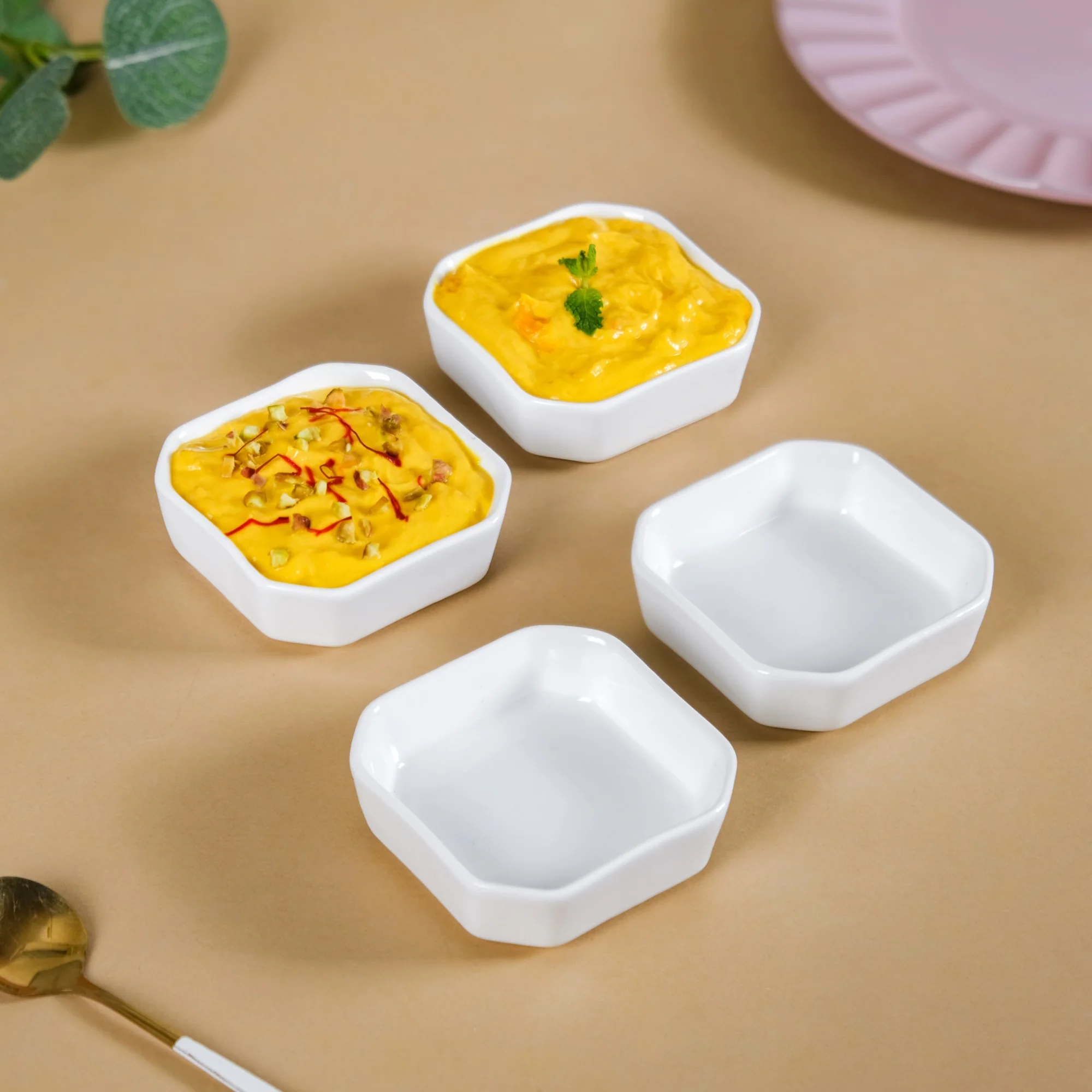 Snack Time Ceramic Dip Bowl White 50 ml Set Of 4