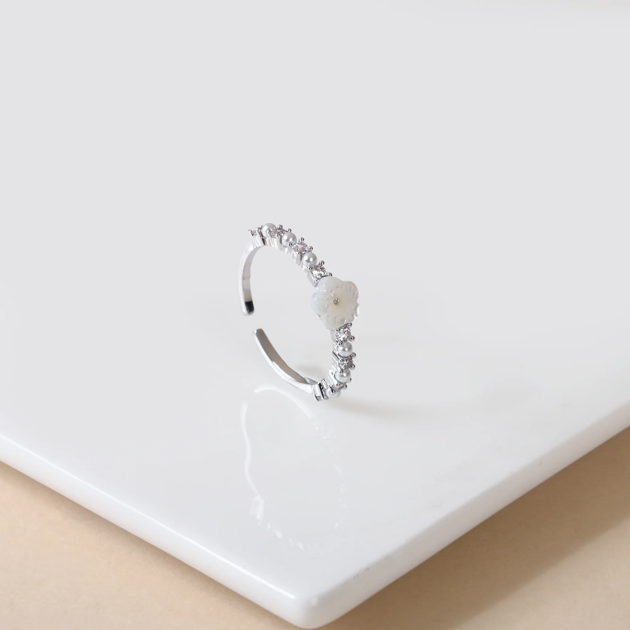 Snow Flora Silver Adjustable Ring - Image 5