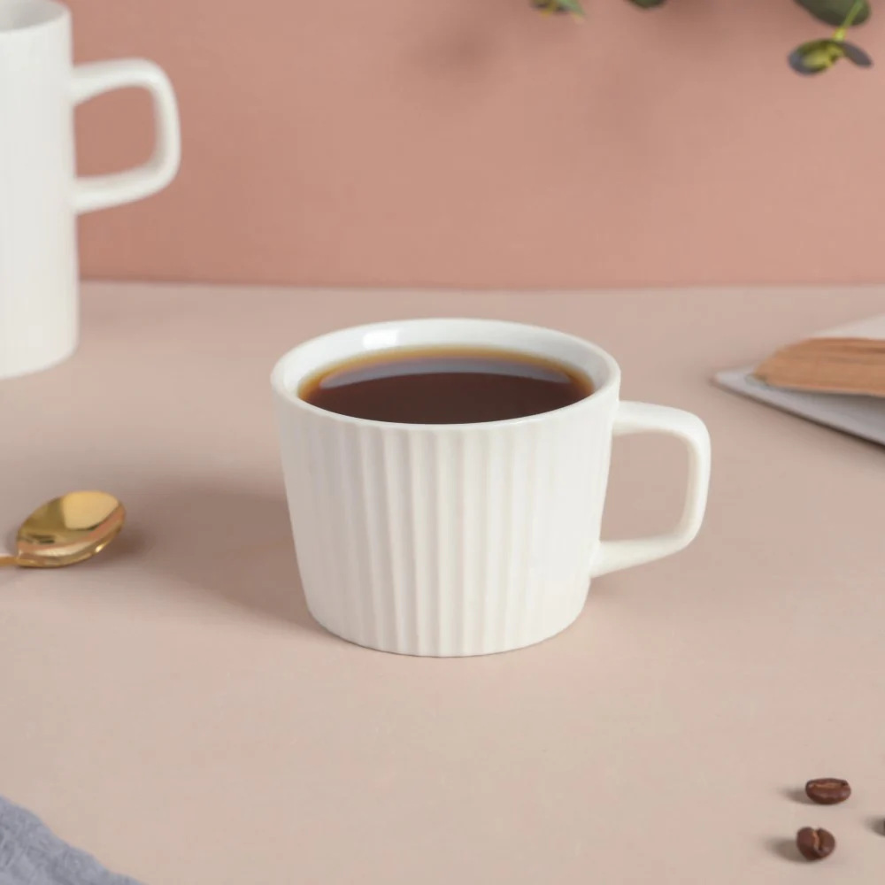 Snow White Ribbed Teacup 150 ml - Image 2