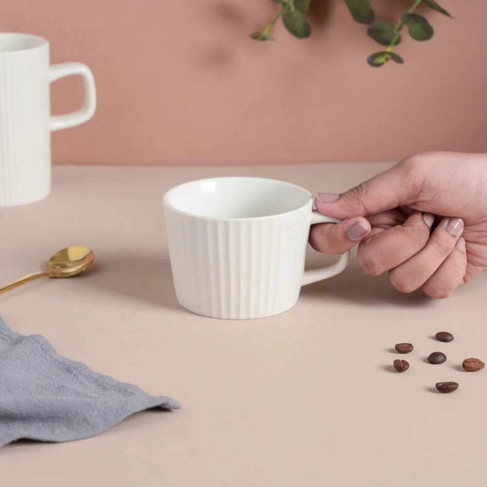 Snow White Ribbed Teacup 150 ml - Image 3