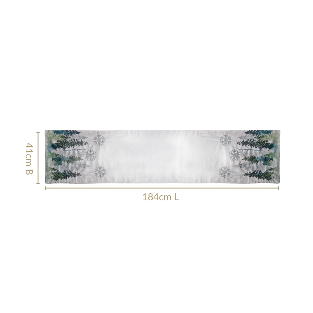Snowfall In Pine Forest Embroidered Table Runner - Image 2