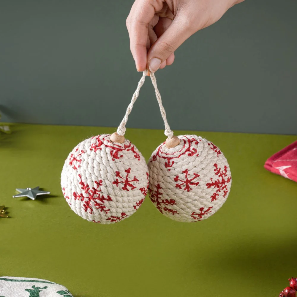 Snowflake Christmas Hanging Ornament Set Of 2 - Image 2