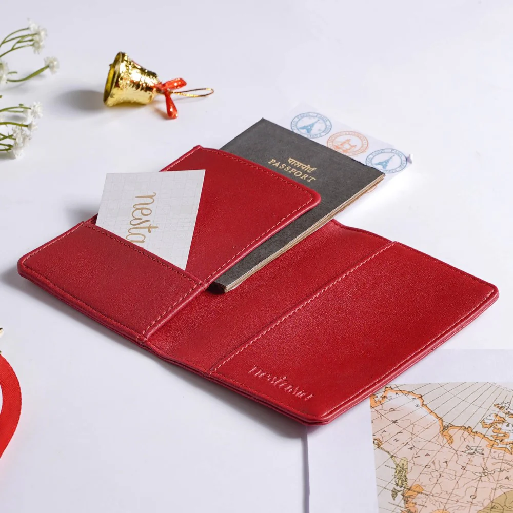 Snowflake Embroidered Passport Cover Red - Image 4