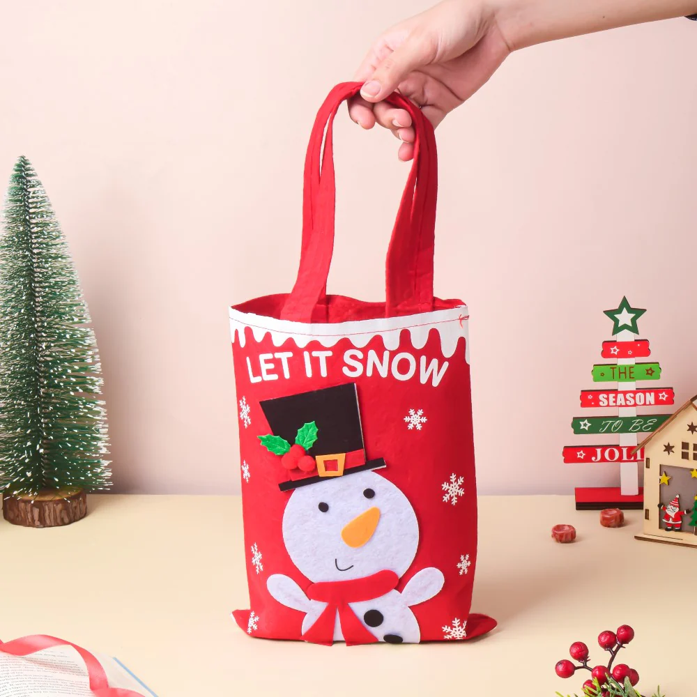 Snowman Christmas Gift Bag Red 10.5 Inch - Image 2