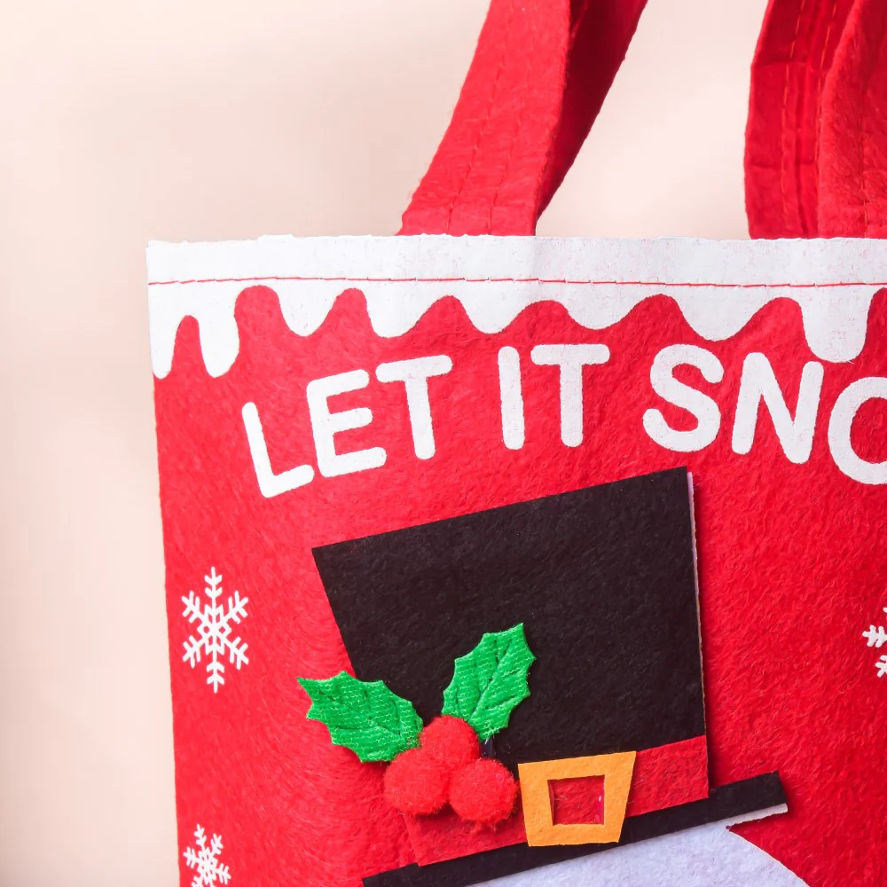 Snowman Christmas Gift Bag Red 10.5 Inch - Image 5