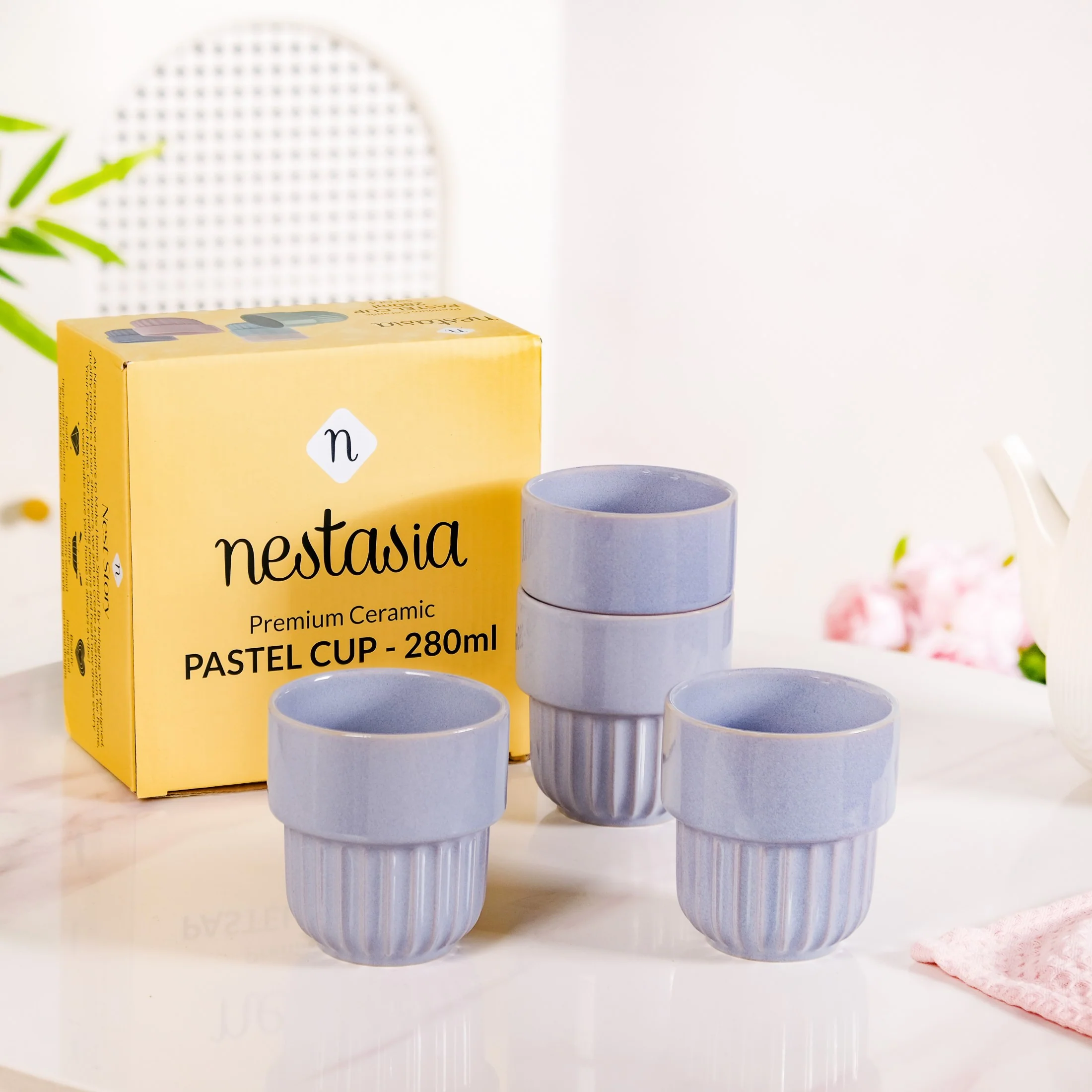 Snugsy Lilac Stackable Ceramic Cup Set Of 4 280ml - Image 9