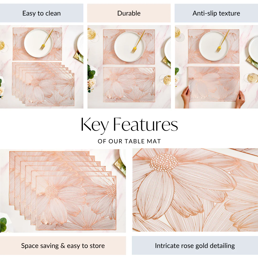 Soft Girl Rose Gold Table Mat Set Of 6 - Image 4