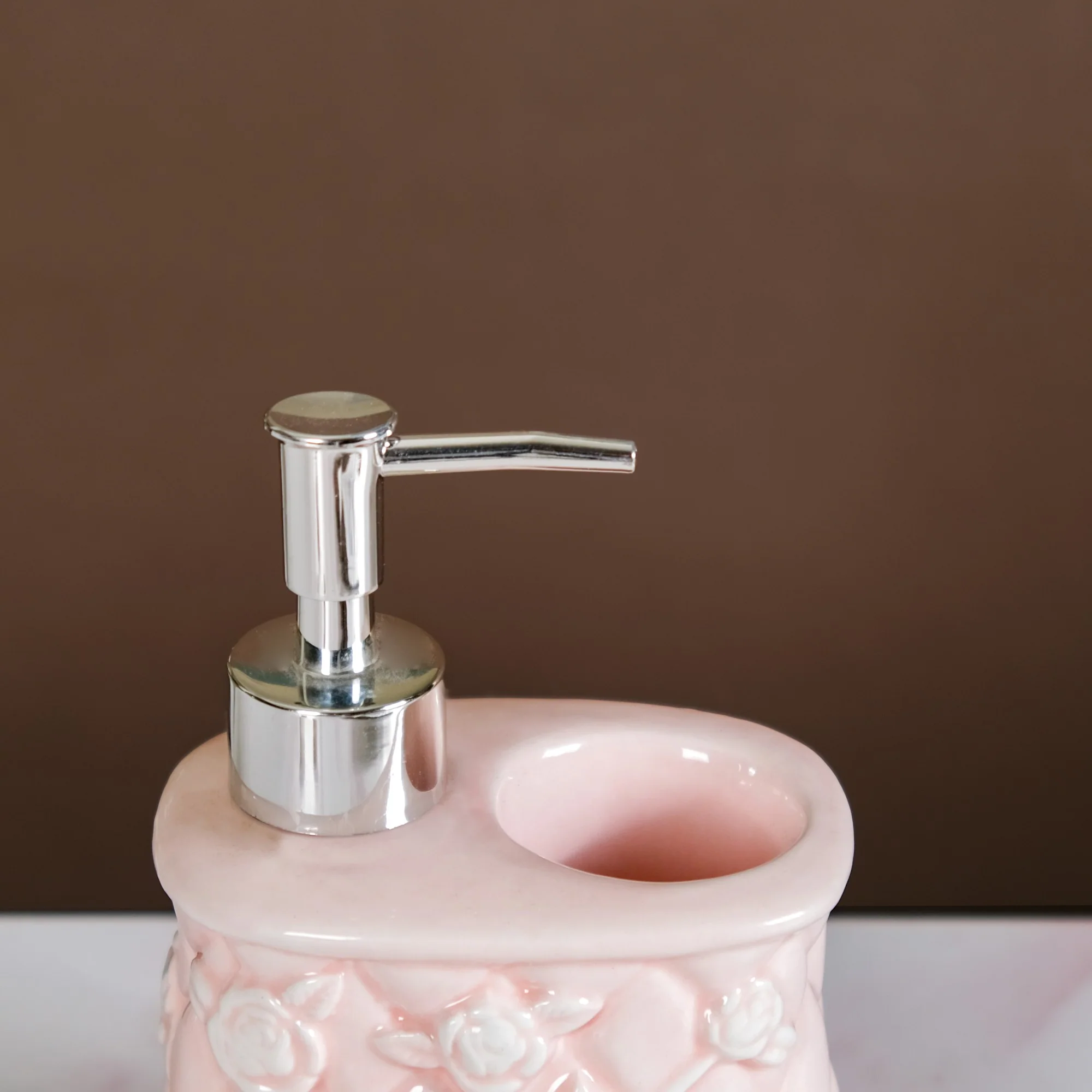 Soft Girl Vintage Floral Ceramic Dispenser With Holder Pink - Image 9