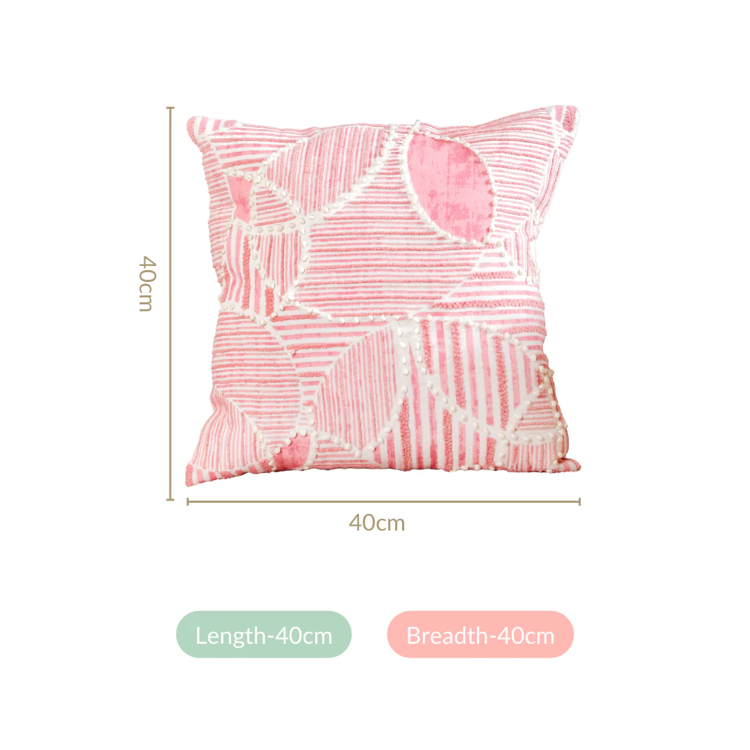 Soft Pink Embroidered Couch Cushion Cover 40x40 cm - Image 4