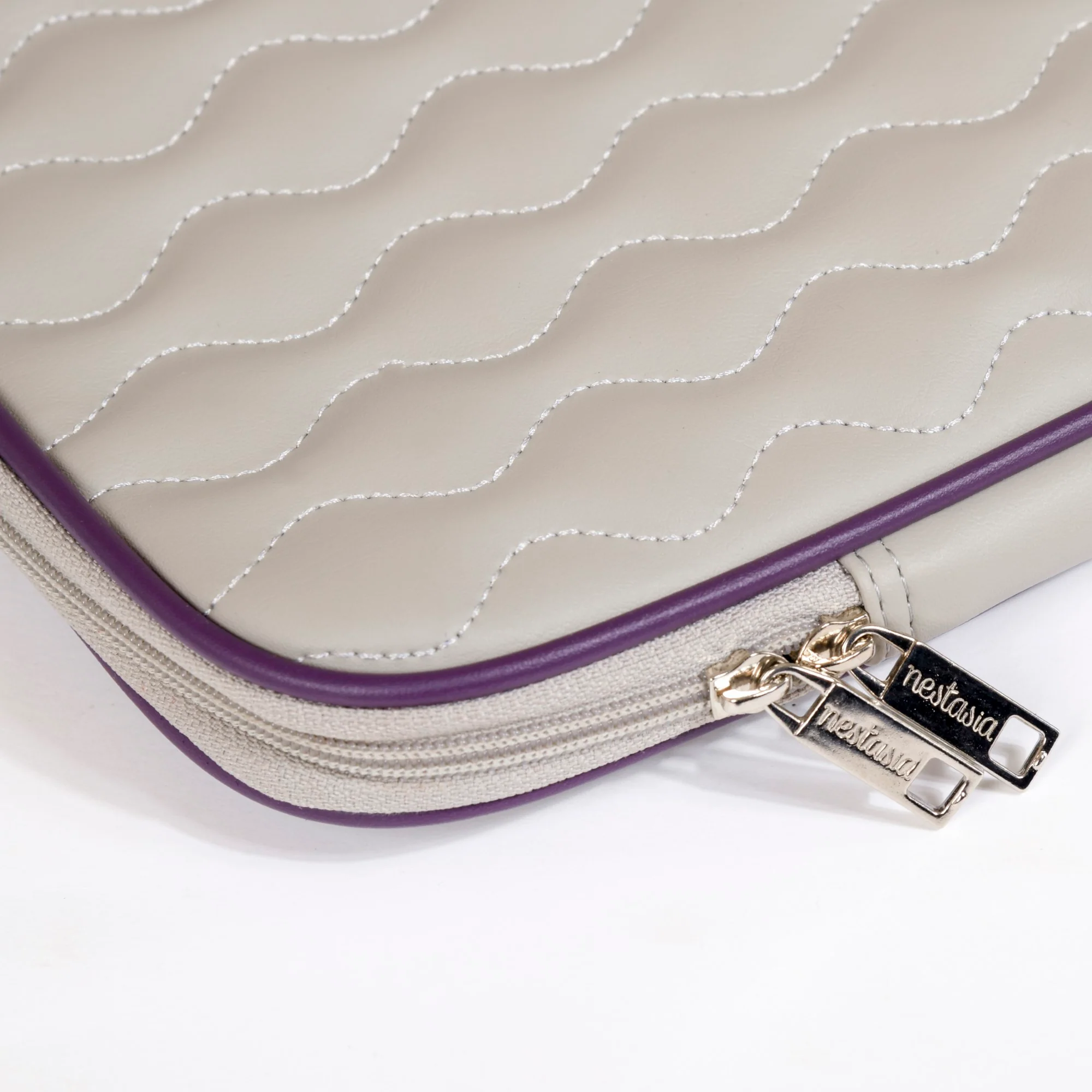 Soft Vegan Leather Laptop Sleeve Grey - Image 19
